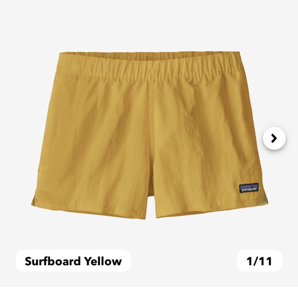 Good used condition. Patagonia. Yellow shorts. Size small.